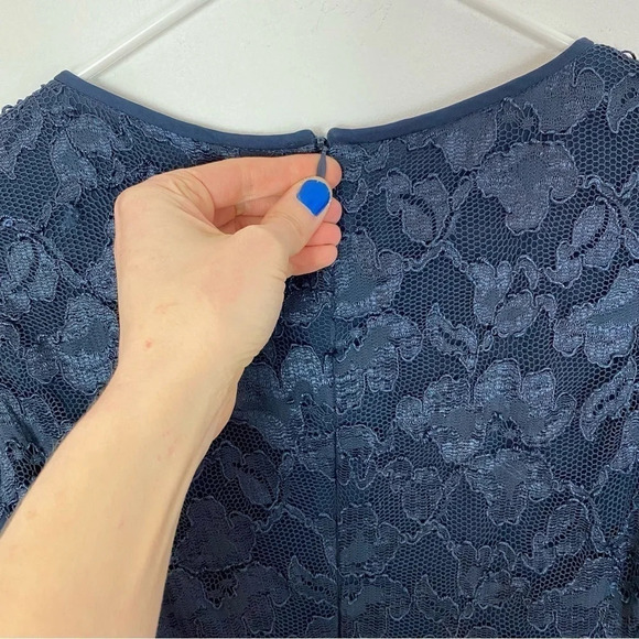 DVF Diane Von Furstenberg New Zarita Lace Dress Size Small Long Sleeve Navy Blue - Picture 8 of 16